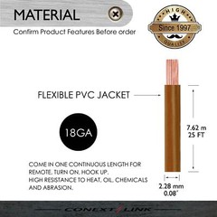 25ft 18GA Gauge Primary Wire Power Cable Turn On Hook Up Remote Brown OFC Copper