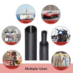 Waterproof 3:1 Heat Shrink Tubing Heavy Duty Black Marine Grade Wire Wrap Sleeve