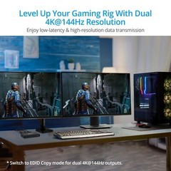 gofanco 8K 60Hz 1×2 HDMI Splitter 8K @60Hz 444, 4K @144Hz/120Hz 2K @240Hz 1080p