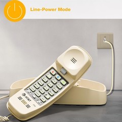 AT&T 210 Basic Trimline Corded Phone Single Line No AC Power Required Beige