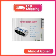 HANNLOMAX HX-137CR Alarm Clock Radio, 0.9” Green LED Display (White)
