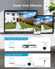 Jennov 4K 8MP PoE Security Camera Outdoor 20X Zoom PTZ Camera Human Detection