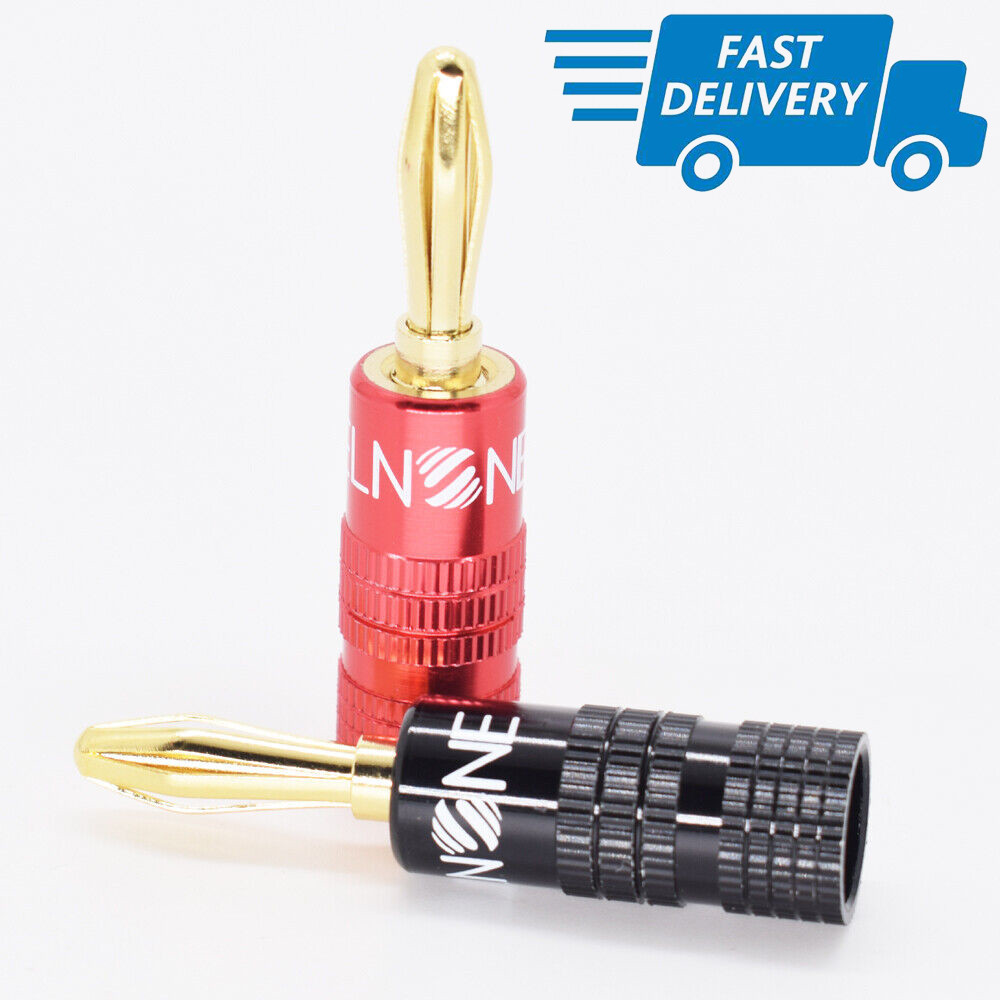 100pcs ELNONE High Quality Gold Plated Speaker Banana Plug Male Audio Connectors