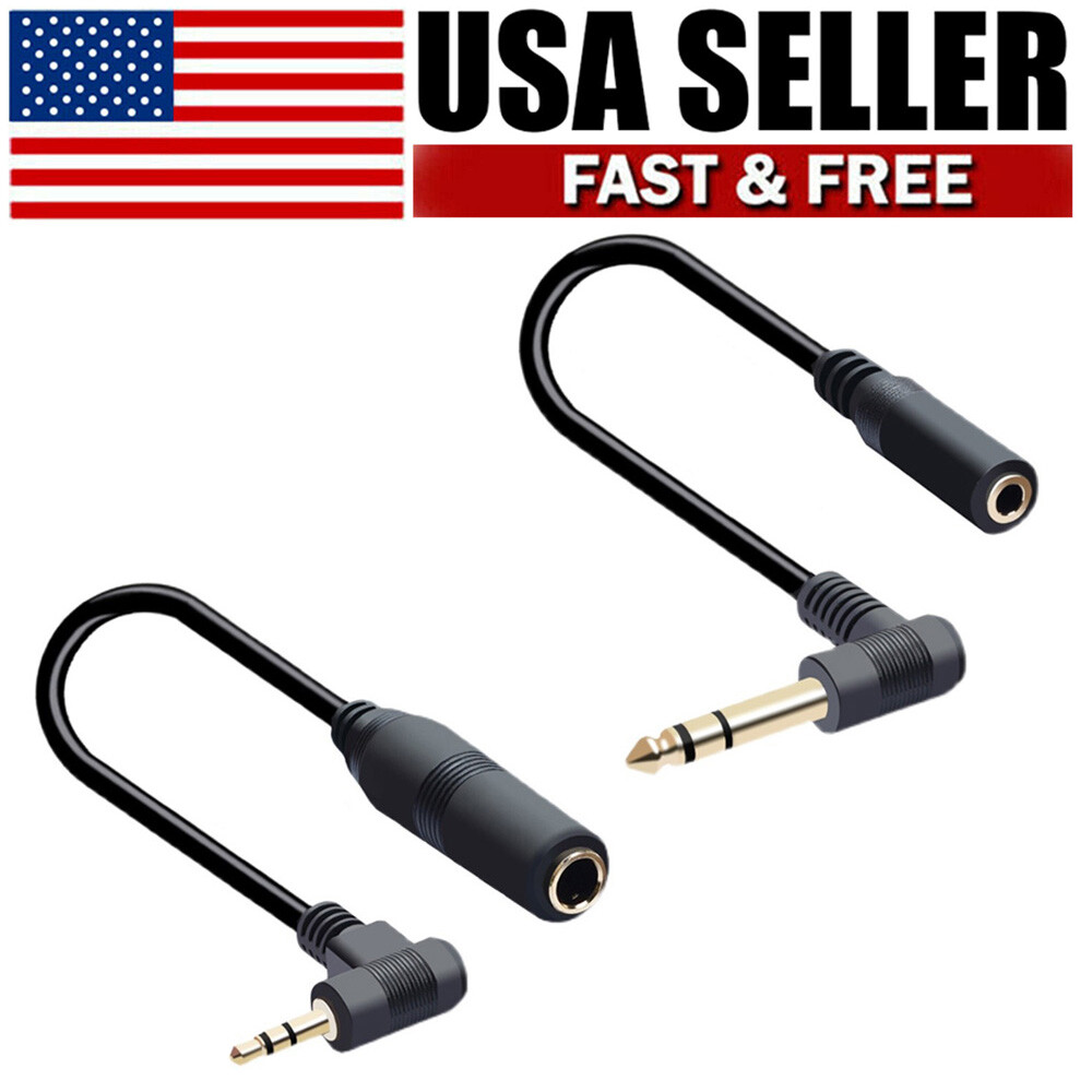 6.35mm 1/4″ Male to 3.5mm 1/8″ Female Right Angle Male Stereo Jack Adapter Cable