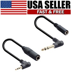 6.35mm 1/4″ Male to 3.5mm 1/8″ Female Right Angle Male Stereo Jack Adapter Cable