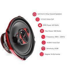 RECOIL A RSX694 6×9 Inch 4-Way Coaxial Speakers 240W Max for Car Audio