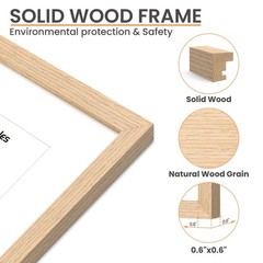 8×10 Picture Frame, Natural Solid Wooden 8×10, Matted to 5 x 7 – 3 Pack