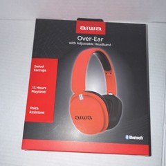 Aiwa AI5009-RED Wireless Bluetooth Over-Ear Headphones Adjustable Headband Red