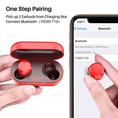 TOZO T12 Wireless Earbuds In Ear Stereo Headphones IPX8 Waterproof Red