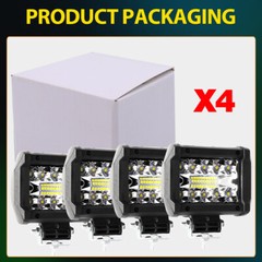 4x 4 Inch LED Work Light Bar Flood Spot Pods Offroad Fog Driving ATV Truck