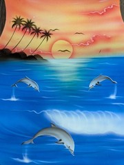 VTG Guitar CD DVD Disc Rack Holder Wall Mount Custom Painted Tropical Dolphin
