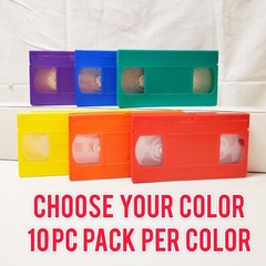 VHS Video Cassette Tape Shells Box Empty Blank Colored V-0 Bulk 10 Pack New
