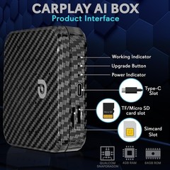 Pyle Wireless Carplay & Android System iA Box-4GB RAM 64GB ROM (Black Pattern)