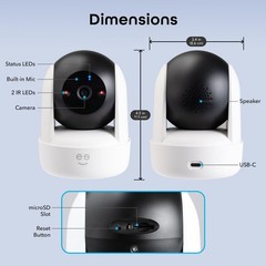 Geeni Orbit 2K PTZ Indoor Smart Security Camera Auto Tracking WiFi Night Vision