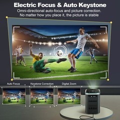 4K Projector With WiFi Bluetooth 5.0 600ANSI 1080P Compatible with iOS/Android