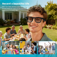 AI Smart Glasses with Camera, 800W HD Anti-Shake Video Glasses, 1080P Video Reco