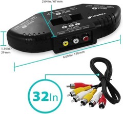 Fosmon 3 Port AV Composite RCA Selector Box Switch Splitter w/ Cable Cord Plug