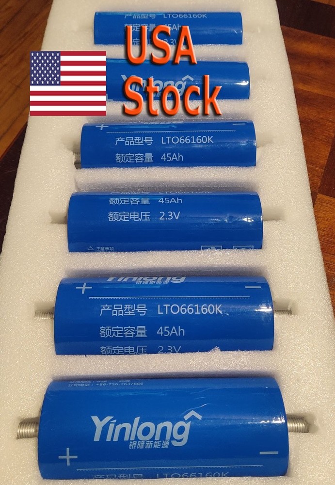 6PC Yinlong, NEW, Grade A 2.3V 45Ah Iron Titanate Battery Cell LTO LTO66160K*