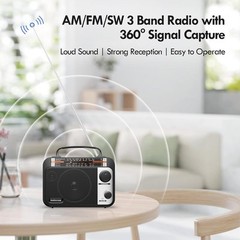 Multi-Band AM/FM/SW1-2 Radio Transistor AC or Battery Operated Black