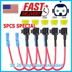 5 Pack Low-Profile Fuse Tap 20A Blade Add-A-Circuit 20AMP Adapter 20 A Amp 12V