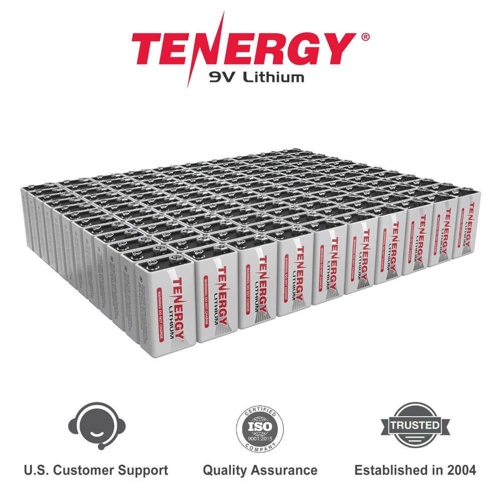 Tenergy 9V Lithium Battery 1200mAh L522 6LR61 1604LC UL Bulk Lot Pricing
