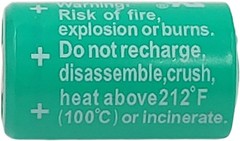 2-Pack 3V CR 1/2 AA Series Lithium Battery CR1/2AA 950mAh Cylindrical Battery