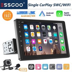 Single 1 DIN 9″ Car Stereo Head Unit Radio Apple CarPlay Android Auto BT+MIC&CAM