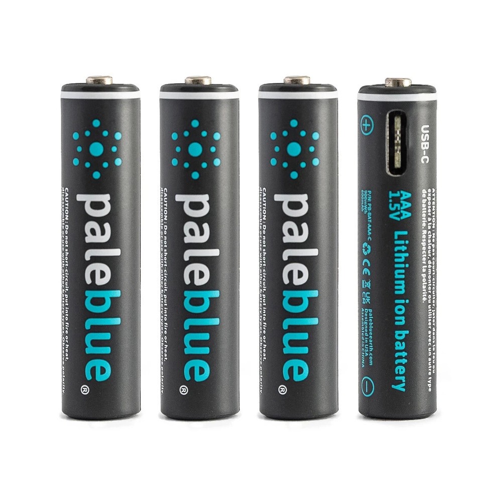 PaleBlue Lithium Ion USB Rechargeable AAA Batteries 4pk PBLPBAAAC