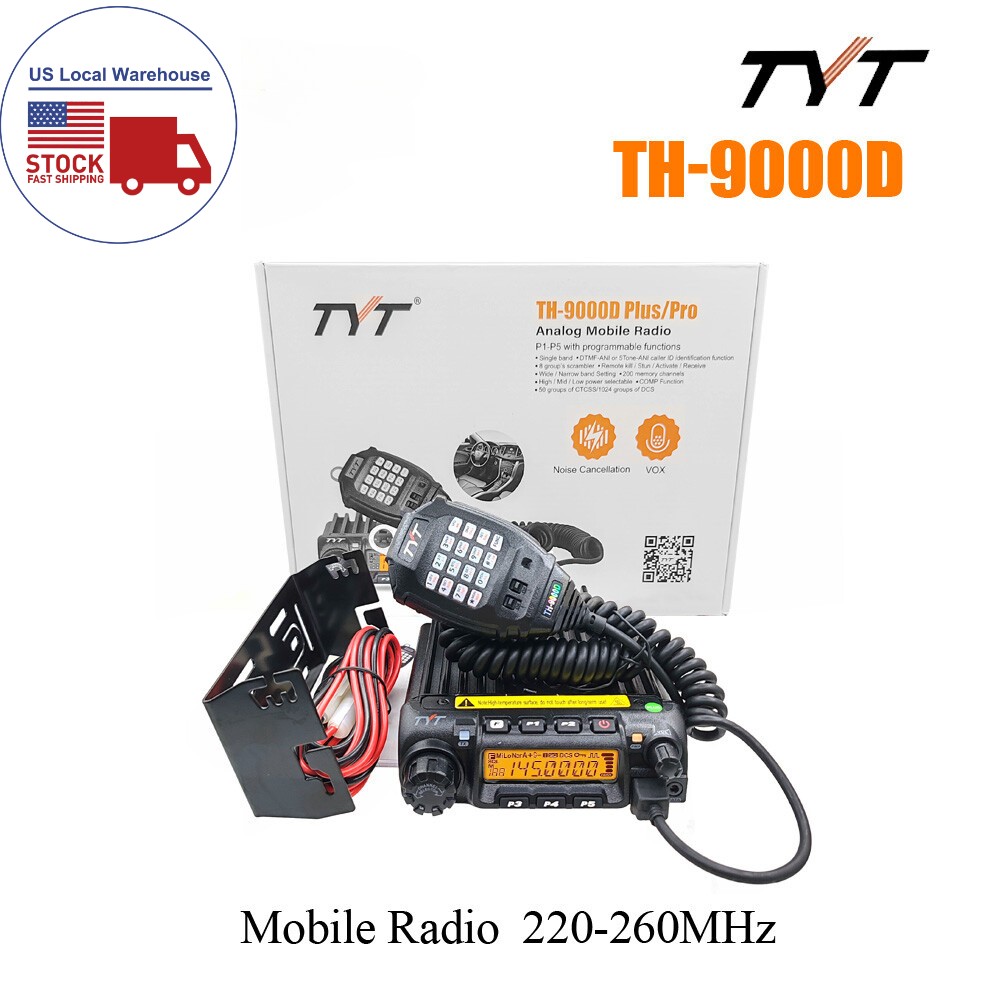 TYT TH-9000D Ham Radio 220-260MHz 60W High Power 200 Channels Mobile Transceiver