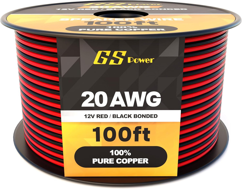 Pure Copper 20 AWG (American Wire Gauge) 100 Ft Red & 100Ft Black Bonded Zip Cor