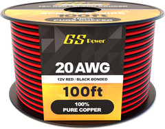 Pure Copper 20 AWG (American Wire Gauge) 100 Ft Red & 100Ft Black Bonded Zip Cor