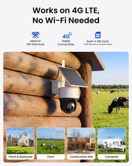 Reolink 2K 4G LTE Solar Security Camera, 360° Pan-Tilt, Color Night Vision