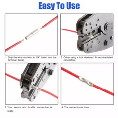 200x Copper Bare Wire Splice Terminals Ferrule Butt Crimp Connectors 22-10 AWG