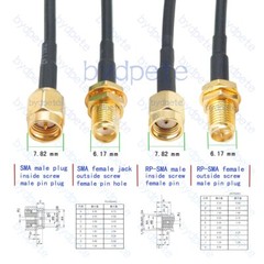 IPX5 MHF5 to SMA Cable Male Plug Coaxial Pigtail Coax 5cm 1M 2M 3M 5M 7M 10M Lot