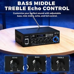 2000W 2CH bluetooth Stereo Audio Amplifier HiFi Receiver Amp f/ Home Car Speaker