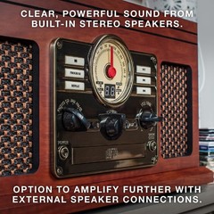 Elegant 6-in-1 Multimedia Center with Bluetooth – Mahogany Turntable & Speakers