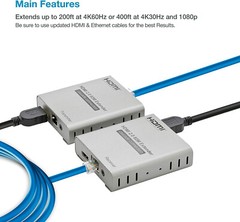 4K@60HZ HDMI 2.0 Extender Cat5e/Cat6/Cat7 Loop-Out, IR Control, Cascading