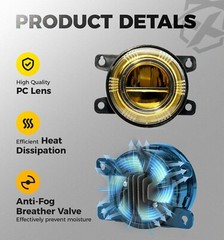 Yellow Lens Fog Lights Driving Lamp Fit for 16-25 Honda Civic Sedan Hatchback