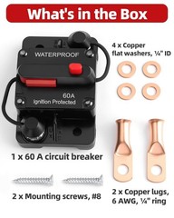 60 Amp Durable Circuit Breaker Auto/Marine/Solar DC 12-48V Manual Reset 1PC US