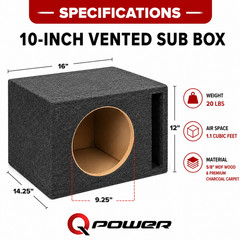 QPower QSBASS10 Single 10″ Ported Vented Enclosure Car Audio Subwoofer Box