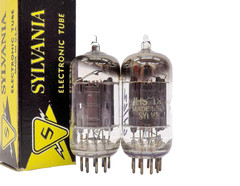 Nice Tested Pair of Early 1950’s Sylvania 12AX7/ECC83 Black Plates Vacuum Tubes