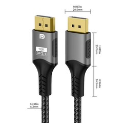DisplayPort 2.1 Cable 16K 8K@120Hz 4K@240Hz 80Gbps HDR DP Gaming Cable