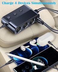 7in1 Cigarette Lighter Splitter,12V/24V Car Charger Adapter Independent Switches