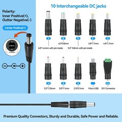 5V 2A Adapter Versatile Charger Cord with 10 Plugs USB Hub TV Box Tablet Camera