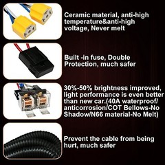 1Set 2 Headlight Wiring Harness H4 Relay Harness H6054 LED Headlight