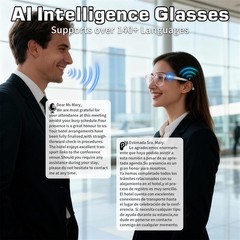 AI Smart Glasses 144+Translation Bluetooth Open-Ear Speakers for Music Call Work