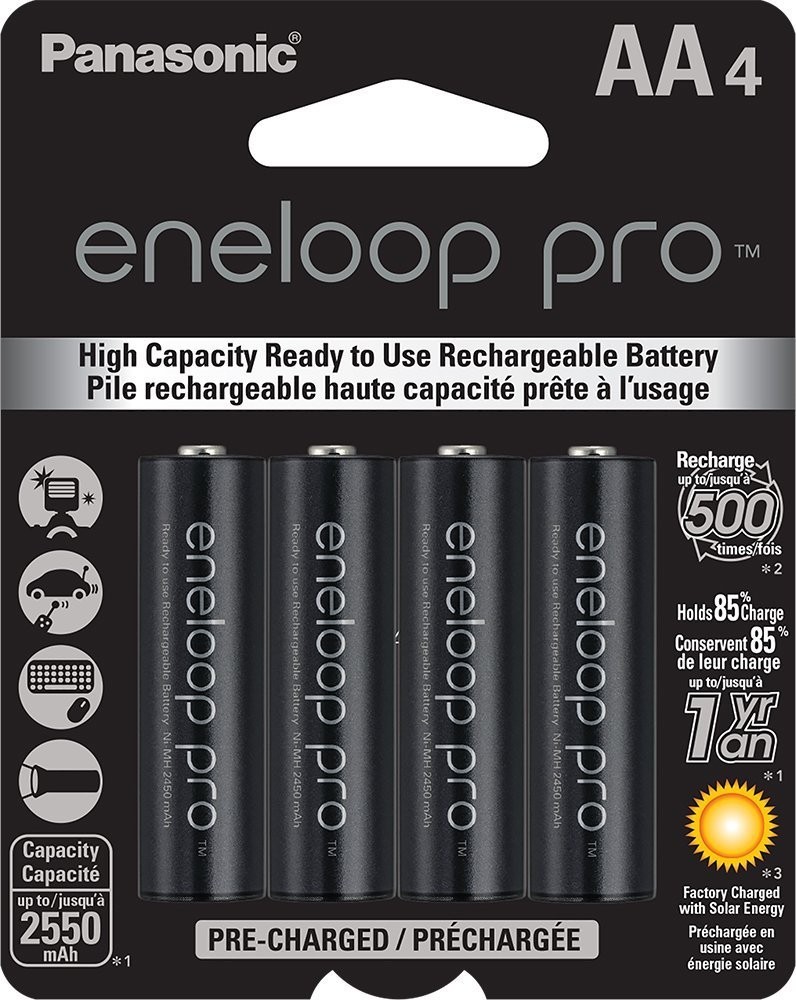 Newest Panasonic Eneloop Pro 4 Pack AA NiMH 2550mAh Rechageable Batteries