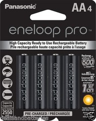 Newest Panasonic Eneloop Pro 4 Pack AA NiMH 2550mAh Rechageable Batteries
