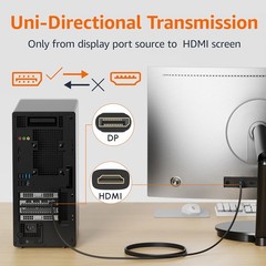 Amazon Basics DisplayPort to HDMI Cable, Uni-Directional, Computer to Screen