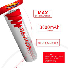 BEVIGOR Lithium Batteries AA 12Pack, 3000mAh 1.5V Double A 12 Pack